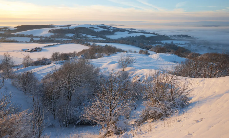 A wintery scene in the South Downs, Sussex