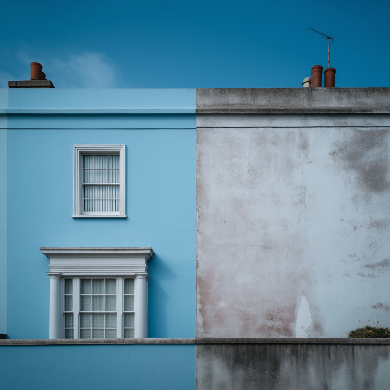 A picture of a successful and unsuccessful house