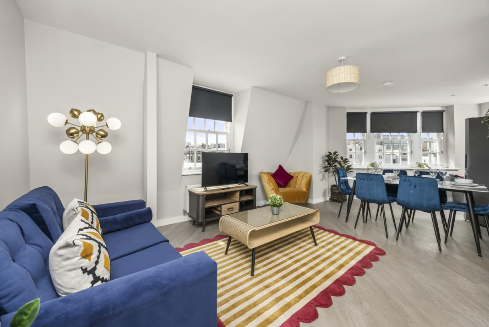 A photo showing an airy living room in the Buzzing Brighton Holiday Apartment complex in Brighton