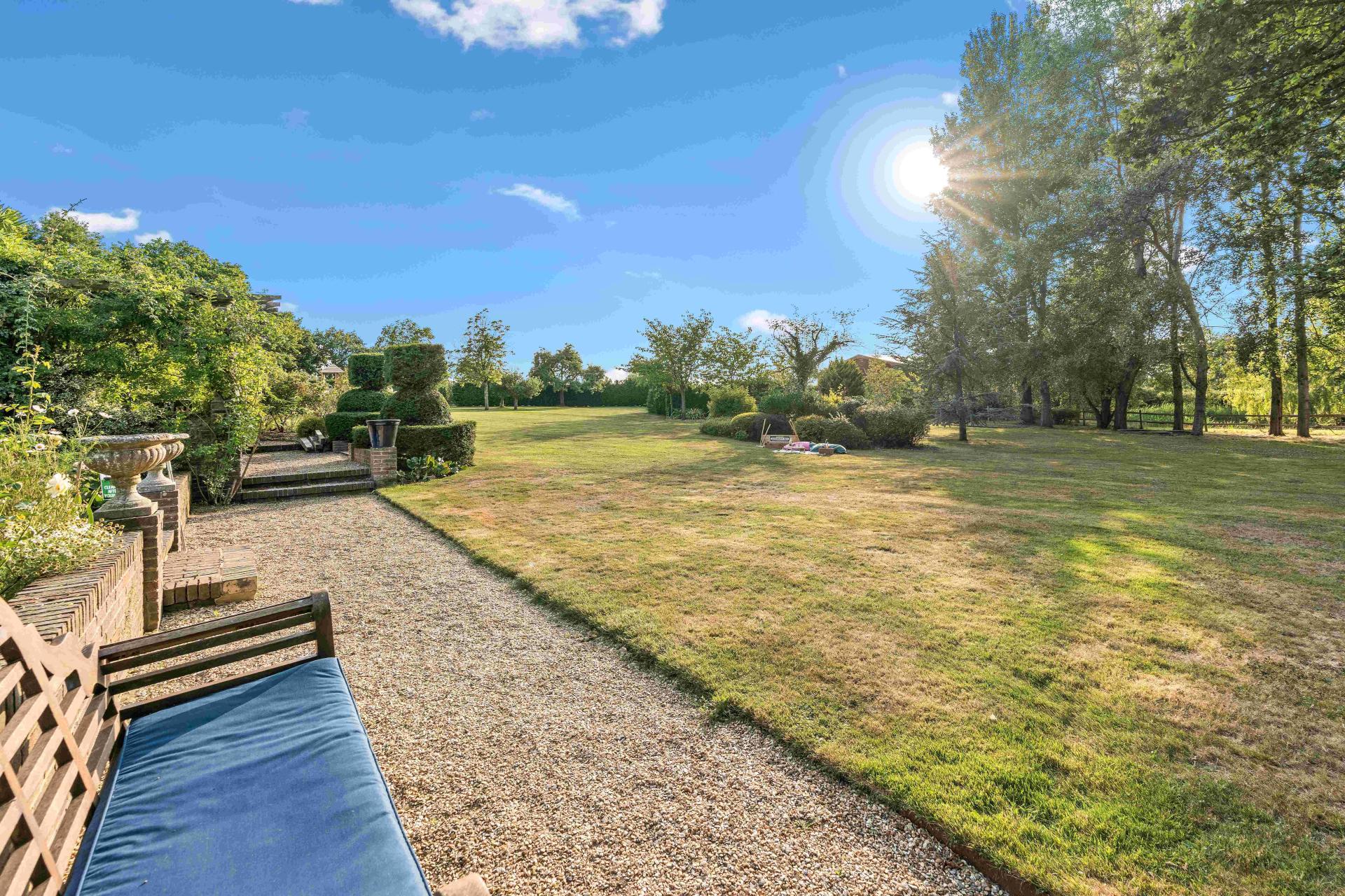 Private drive and lawns at Churchill Country Retreat on the edge of Chailey Common
